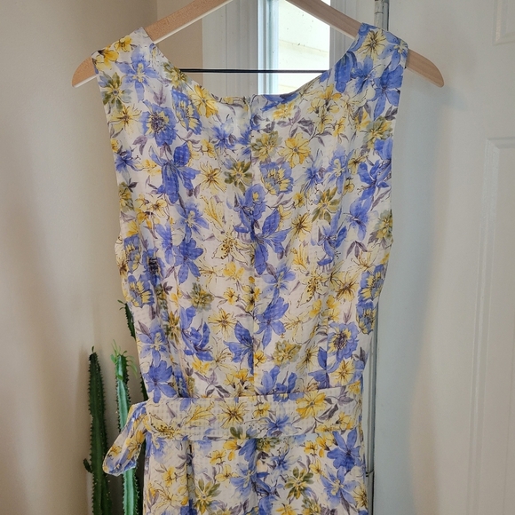 NWT R & K Blue Watercolor Floral Sleeveless Spring/Summer Dress, Size 16 - Picture 9 of 11